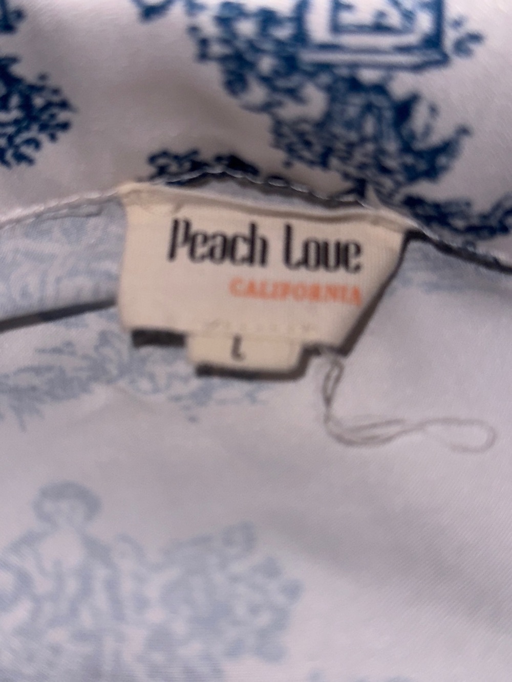 Peach Love California Blue and Cream Floral Short Pajama Set - Picture 4 of 6